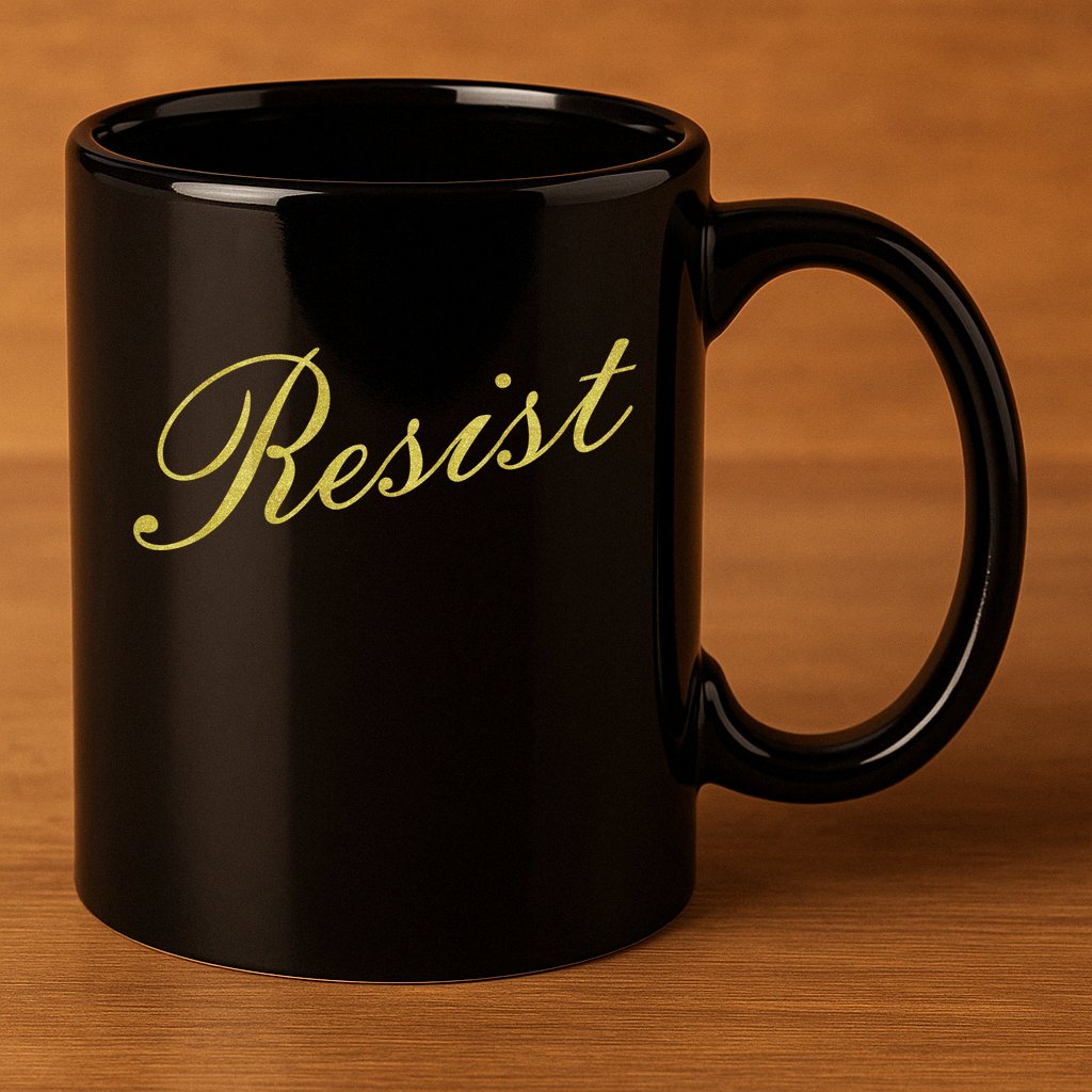 Resist Limited Gold Script 11oz C Handle Ceramic Mug
