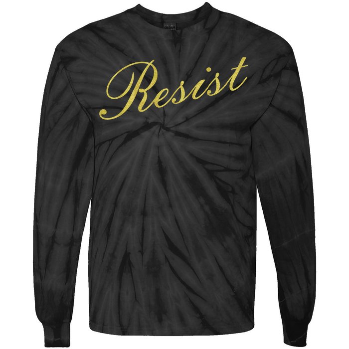 Resist Limited Gold Script Tie-Dye Long Sleeve Shirt