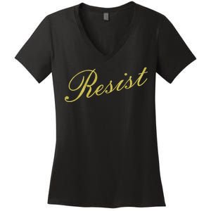 Resist Limited Gold Script Women's V-Neck T-Shirt