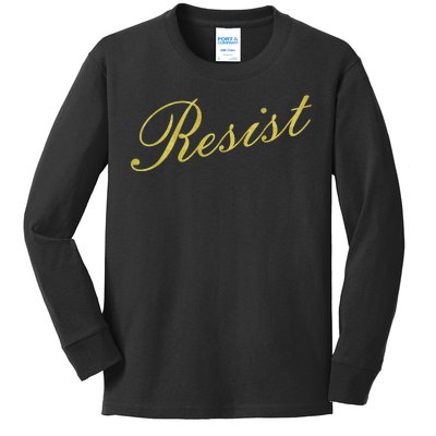 Resist Limited Gold Script Kids Long Sleeve Shirt