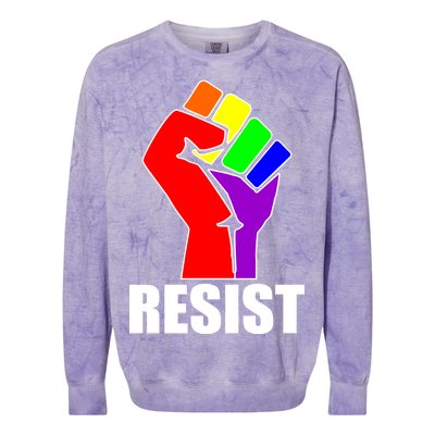 Resist Rainbow Fist National Pride Equality March Colorblast Crewneck Sweatshirt