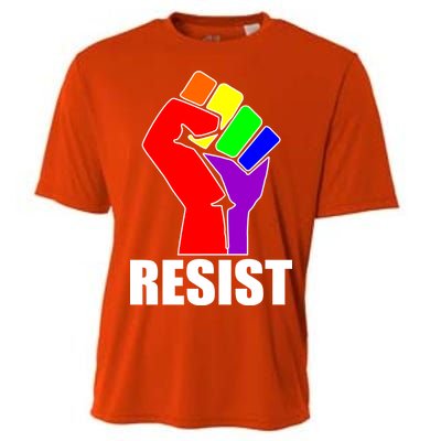 Resist Rainbow Fist National Pride Equality March Cooling Performance Crew T-Shirt