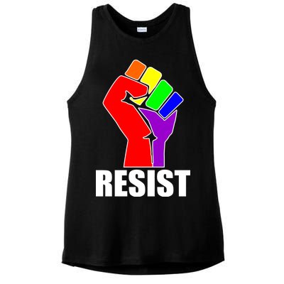 Resist Rainbow Fist National Pride Equality March Ladies PosiCharge Tri-Blend Wicking Tank