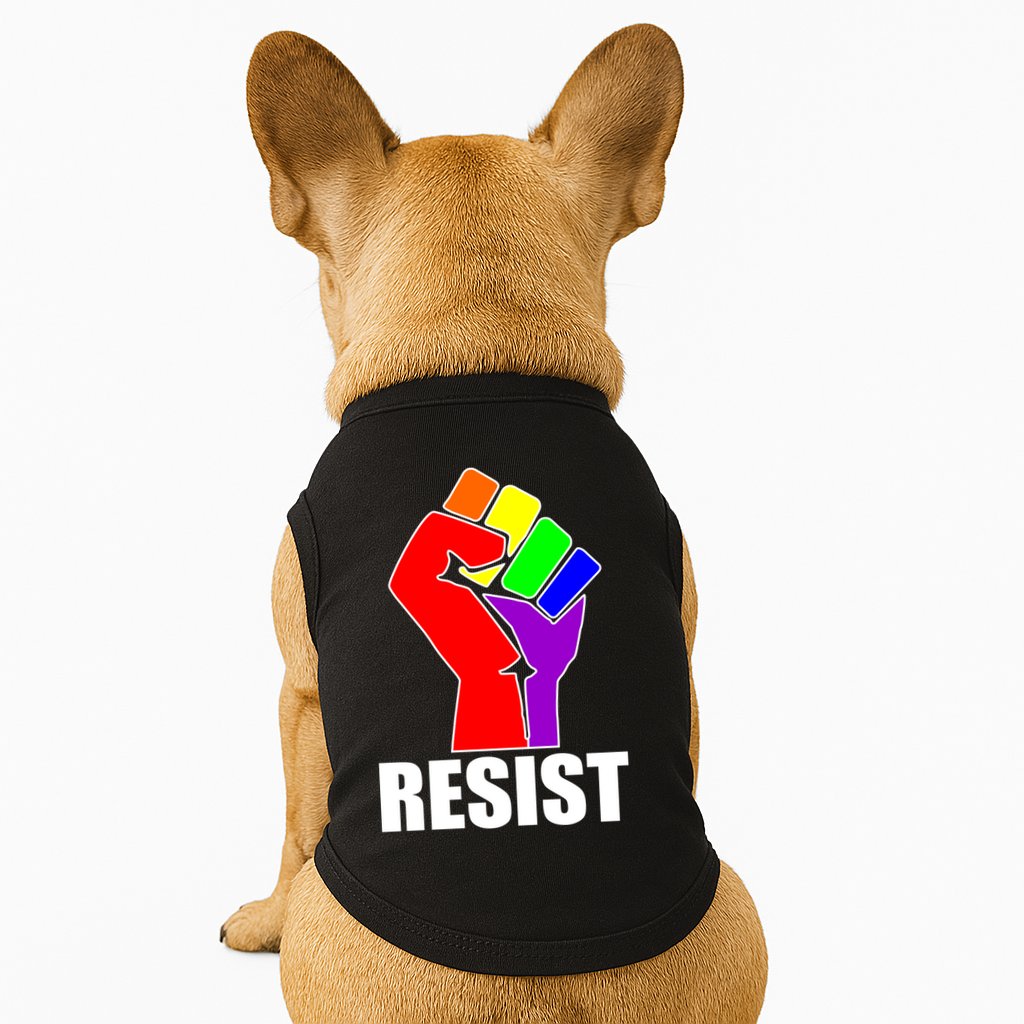 Resist Rainbow Fist National Pride Equality March Doggie Tank
