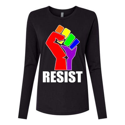 Resist Rainbow Fist National Pride Equality March Womens Cotton Relaxed Long Sleeve T-Shirt