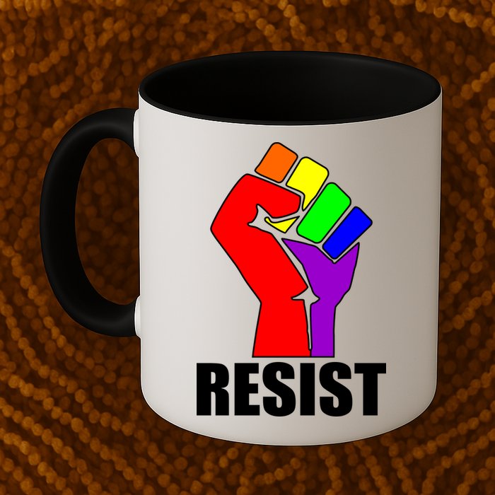 Resist Rainbow Fist National Pride Equality March Mug