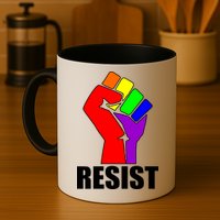 Resist Rainbow Fist National Pride Equality March Mug
