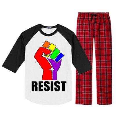 Resist Rainbow Fist National Pride Equality March Raglan Sleeve Pajama Set