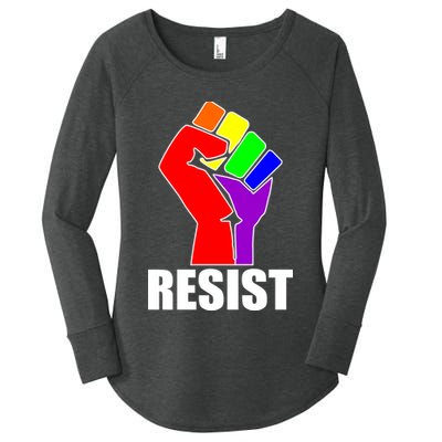 Resist Rainbow Fist National Pride Equality March Women's Perfect Tri Tunic Long Sleeve Shirt