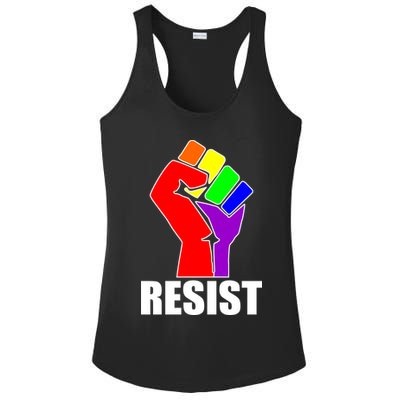 Resist Rainbow Fist National Pride Equality March Ladies PosiCharge Competitor Racerback Tank