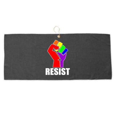 Resist Rainbow Fist National Pride Equality March Large Microfiber Waffle Golf Towel