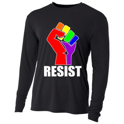 Resist Rainbow Fist National Pride Equality March Cooling Performance Long Sleeve Crew
