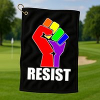Resist Rainbow Fist National Pride Equality March Golf Towel