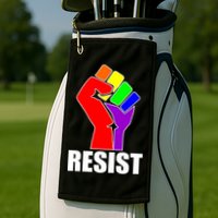 Resist Rainbow Fist National Pride Equality March Golf Towel