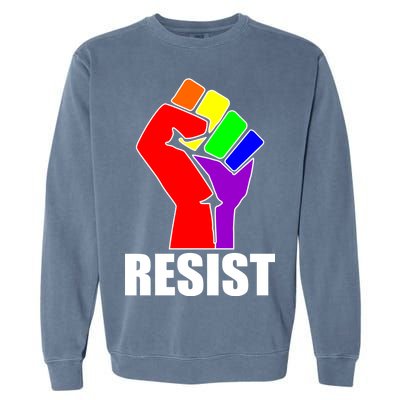 Resist Rainbow Fist National Pride Equality March Garment-Dyed Sweatshirt