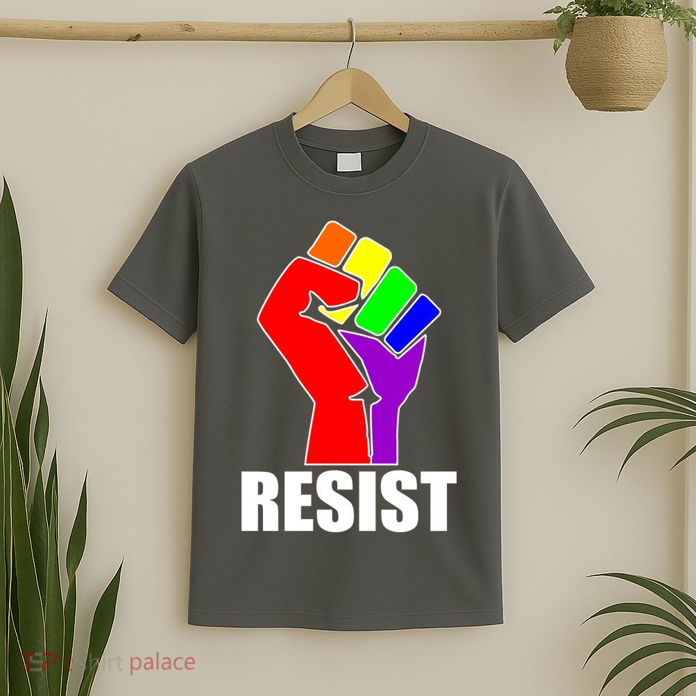 Resist Rainbow Fist National Pride Equality March T-Shirt