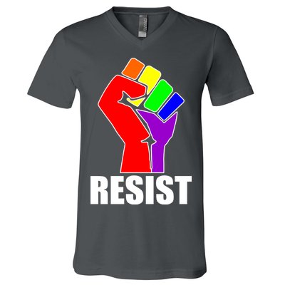 Resist Rainbow Fist National Pride Equality March V-Neck T-Shirt