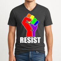 Resist Rainbow Fist National Pride Equality March V-Neck T-Shirt