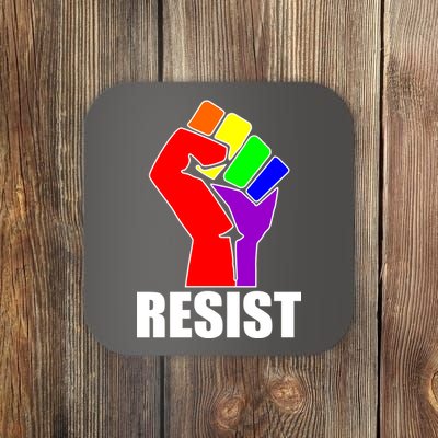 Resist Rainbow Fist National Pride Equality March Coaster