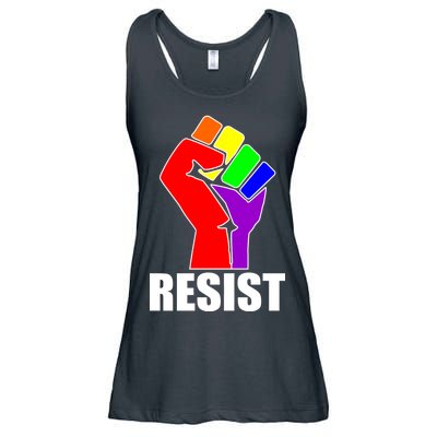 Resist Rainbow Fist National Pride Equality March Ladies Essential Flowy Tank