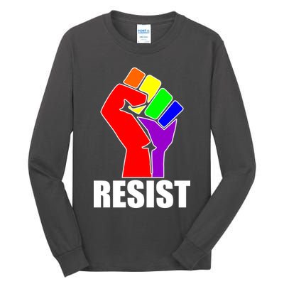 Resist Rainbow Fist National Pride Equality March Tall Long Sleeve T-Shirt