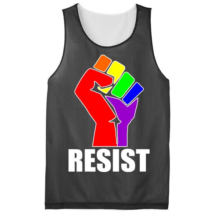 Resist Rainbow Fist National Pride Equality March Mesh Reversible Basketball Jersey Tank