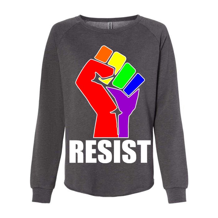 Resist Rainbow Fist National Pride Equality March Womens California Wash Sweatshirt