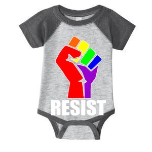 Resist Rainbow Fist National Pride Equality March Infant Baby Jersey Bodysuit