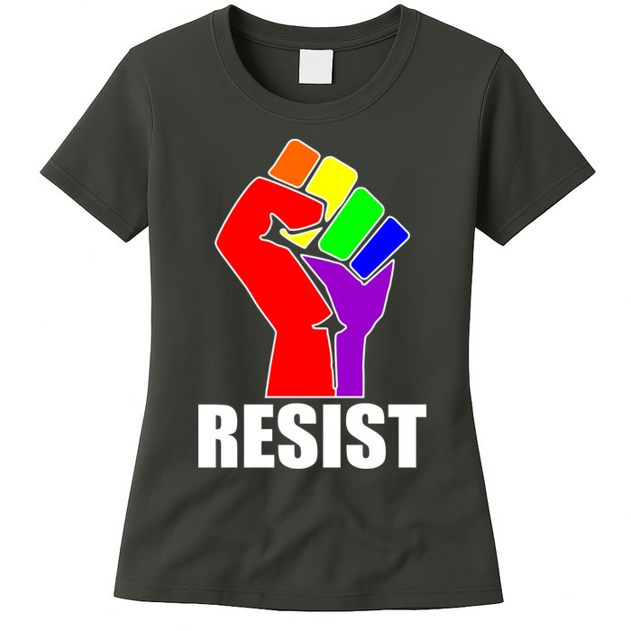 Resist Rainbow Fist National Pride Equality March Womens T-Shirt