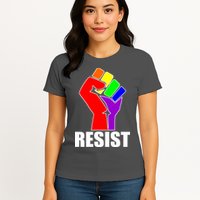 Resist Rainbow Fist National Pride Equality March Womens T-Shirt