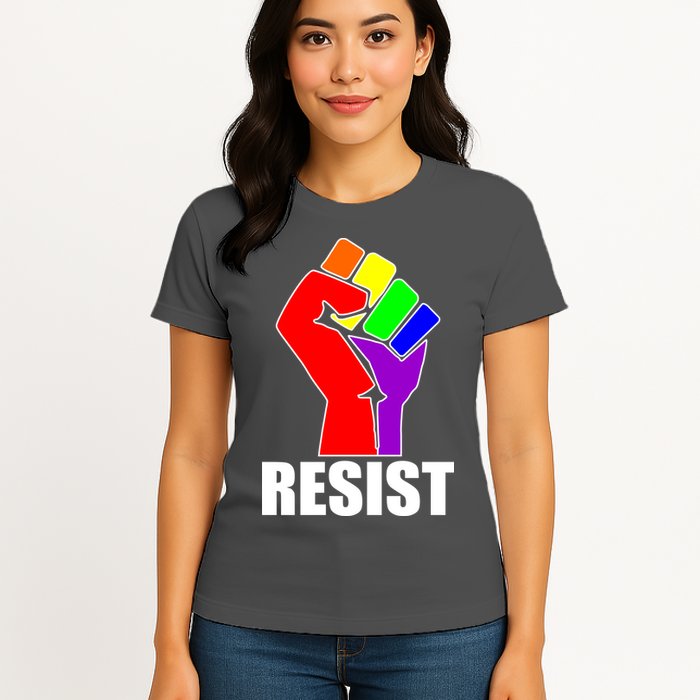 Resist Rainbow Fist National Pride Equality March Womens T-Shirt