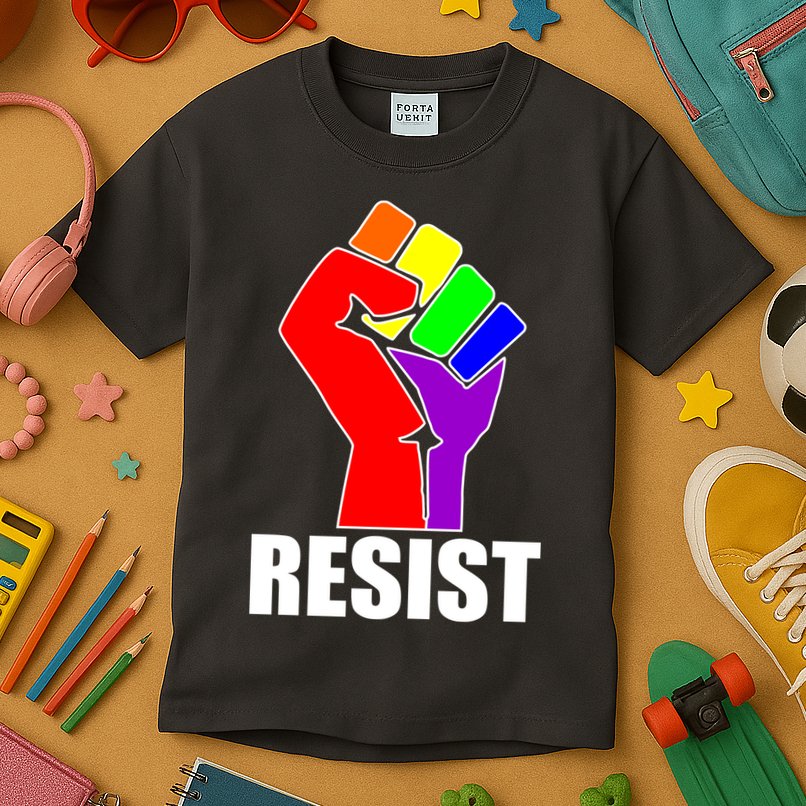 Resist Rainbow Fist National Pride Equality March Kids T-Shirt