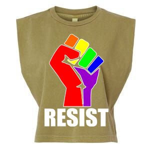 Resist Rainbow Fist National Pride Equality March Garment-Dyed Women's Muscle Tee