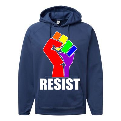 Resist Rainbow Fist National Pride Equality March Performance Fleece Hoodie