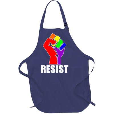 Resist Rainbow Fist National Pride Equality March Full-Length Apron With Pockets