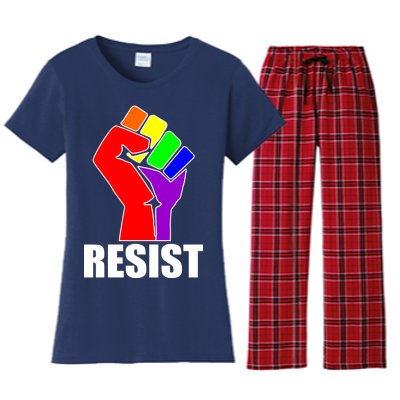 Resist Rainbow Fist National Pride Equality March Women's Flannel Pajama Set