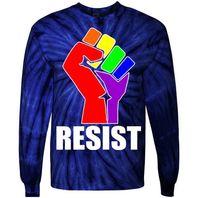 Resist Rainbow Fist National Pride Equality March Tie-Dye Long Sleeve Shirt