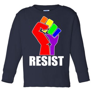 Resist Rainbow Fist National Pride Equality March Toddler Long Sleeve Shirt