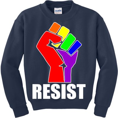 Resist Rainbow Fist National Pride Equality March Kids Sweatshirt