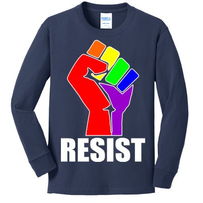 Resist Rainbow Fist National Pride Equality March Kids Long Sleeve Shirt