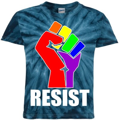 Resist Rainbow Fist National Pride Equality March Kids Tie-Dye T-Shirt