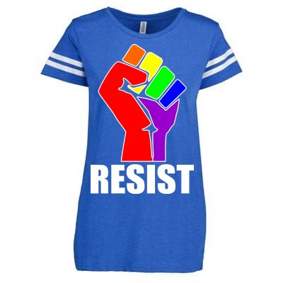 Resist Rainbow Fist National Pride Equality March Enza Ladies Jersey Football T-Shirt