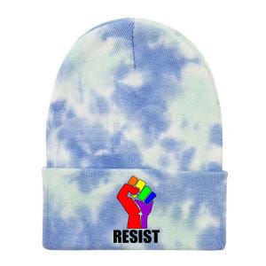 Resist Rainbow Fist National Pride Equality March Tie Dye 12in Knit Beanie