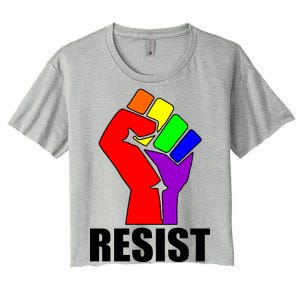 Resist Rainbow Fist National Pride Equality March Women's Crop Top Tee