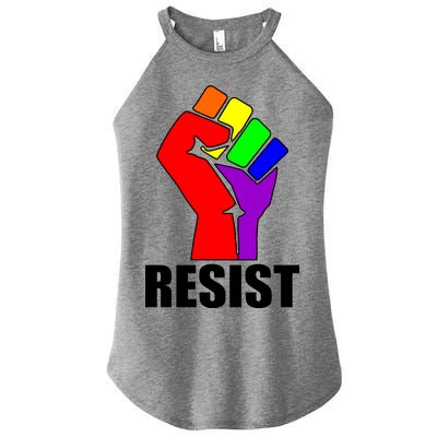 Resist Rainbow Fist National Pride Equality March Women's Perfect Tri Rocker Tank