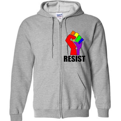 Resist Rainbow Fist National Pride Equality March Full Zip Hoodie