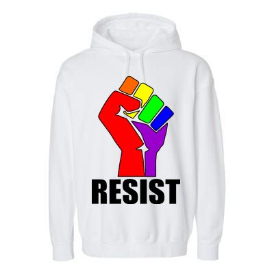 Resist Rainbow Fist National Pride Equality March Garment-Dyed Fleece Hoodie