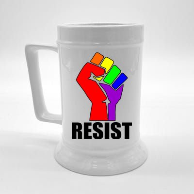 Resist Rainbow Fist National Pride Equality March Beer Stein