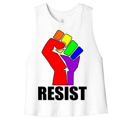 Resist Rainbow Fist National Pride Equality March Women's Racerback Cropped Tank