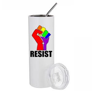 Resist Rainbow Fist National Pride Equality March Stainless Steel Tumbler